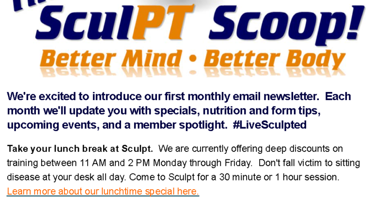 July Sculpt Scoop Newsletter | LiveSculpted | Fitness